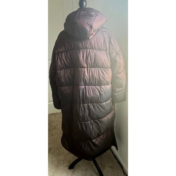 Ava & Viv Women’s Plus Size Winter Puffer Long 2-Way Zip Front Burgundy Coat 2X - Picture 7 of 16